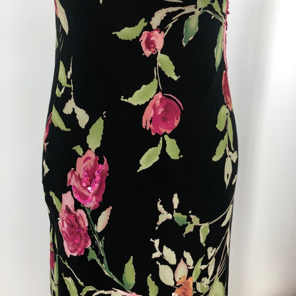 SOLD Nicole Miller Silk Floral Draped Back Midi Dress 4 - Picture 5 of 14